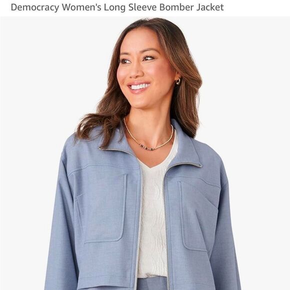 Democracy Women's Long Sleeve Bomber Jacket L nwt - Picture 3 of 5